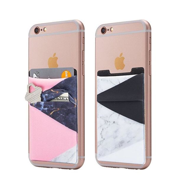

nice custom logo design flexible lycra smart wallet phone wallet pocket business card holder double pocket lycra credit card holder case