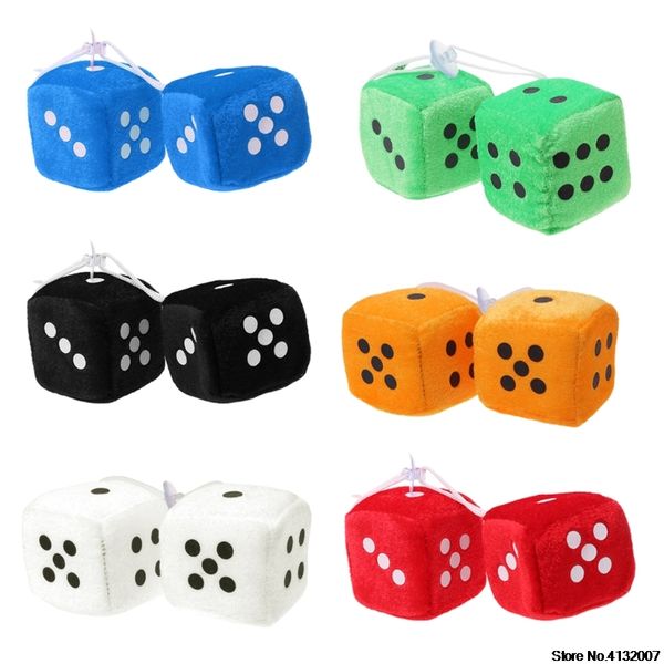 

1 pair fuzzy dice dots rear view mirror hanger decoration car styling accessorie