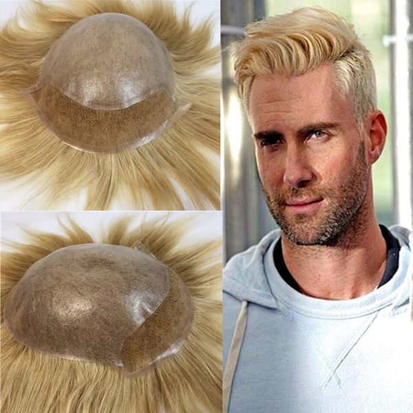 2020 Customized Blonde Lace Front Mens Toupee Swiss Lace With Thin