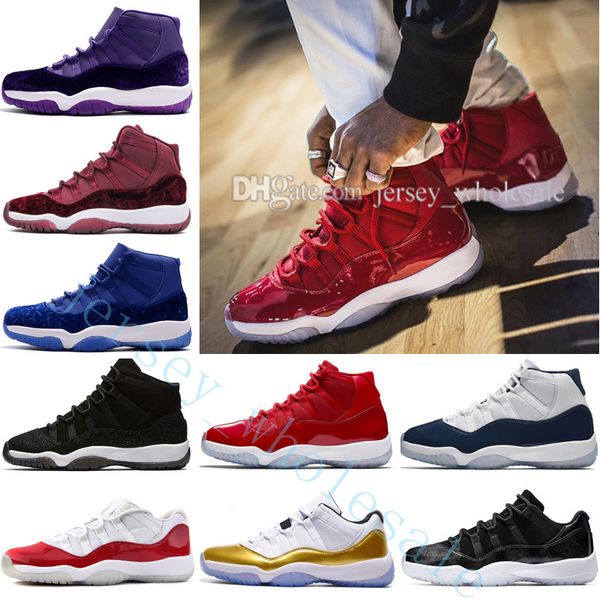 

2018 men basketball shoes 11 high gym red midnight navy metallic gold barons university blue low bred concord varsity red sneakers designer