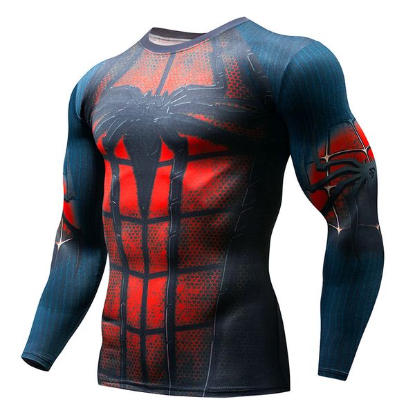 

2018 3d rashgard running shirt men t-shirt long sleeve compression shirts gym t shirt fitness sport male, Black;blue