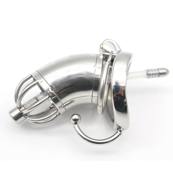 

lock pipe long cage stainless steel ureter belt male device chastity new t#76 vewcd
