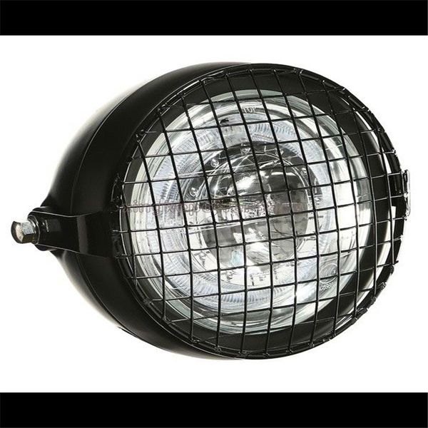 

motorcycle 6.5" retro angel eye led headlight grill side mount cover w/ bracket