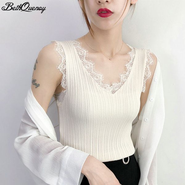 

white lace tank women black halter crop women knitted summer bustier off shoulder mujer haut femme 2018