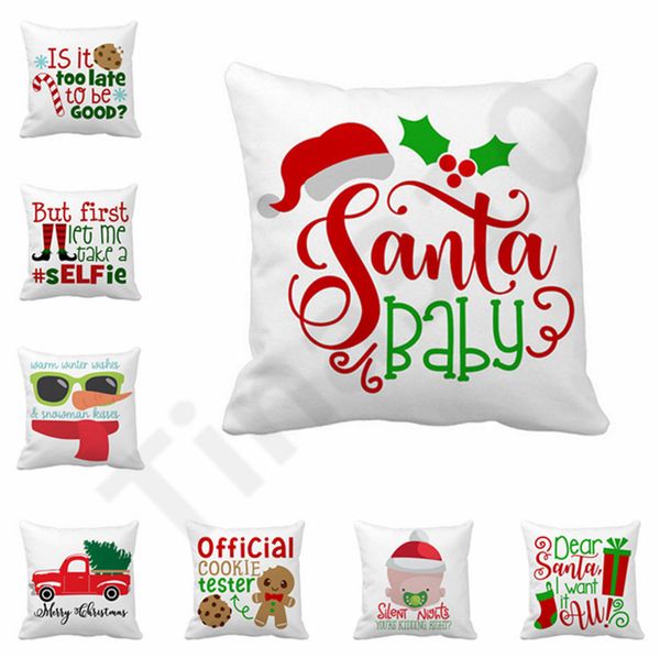 

45*45cm 21 color merry christmas pillow case xmas cushion cover santa claus home decorative pillows case cover 50pcs t1i1038