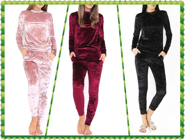 

fashion two piece set women long sleeve stretch pants trousers velvet sweat suits slim hoodies sweatshirt tracksuit jc050, White