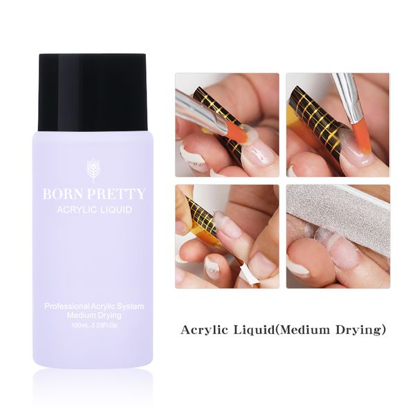 

born pretty 100ml acrylic liquid crystal powder polymer liquid for nail extension carving nail art manicure design, Red;pink