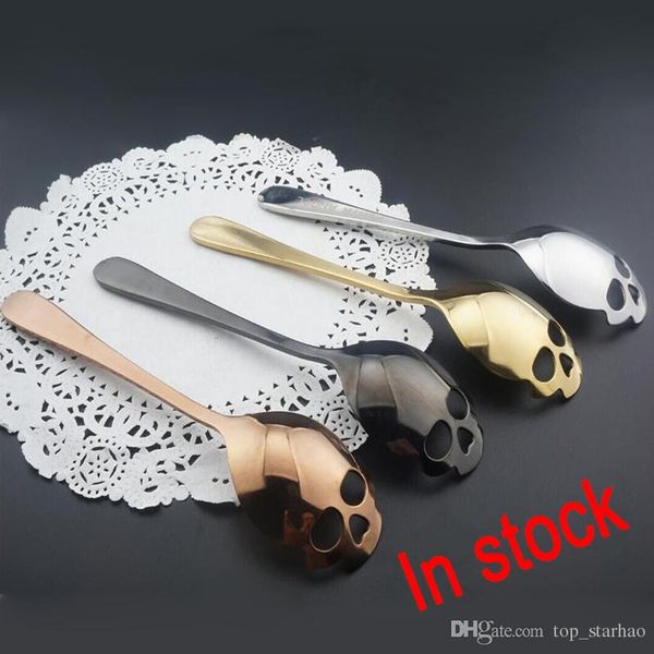 

2018 new sugar skull tea spoon suck stainless coffee spoons dessert spoon ice cream tableware colher kitchen accessories dhl xl-521