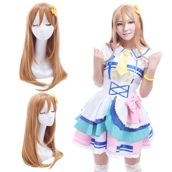 

ly & cs sale dance party cosplays>>>love live sunshine aqours kunikida hanamaru light brown cosplay wig, Black;brown
