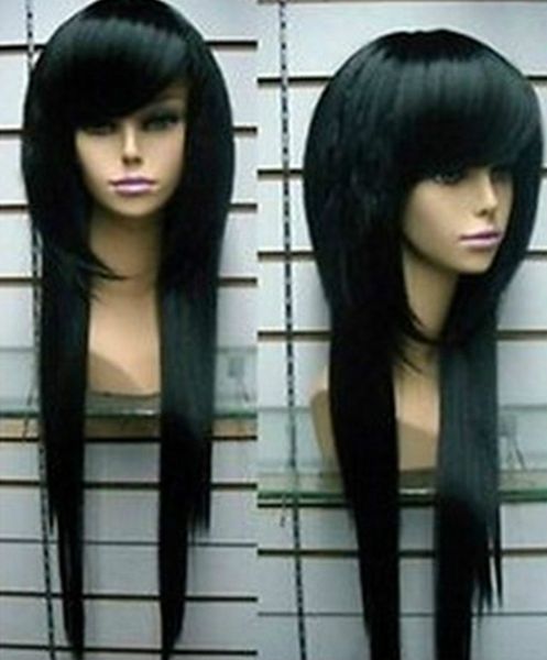 

new synthetic hair long black straight wigs party cosplay full wig
