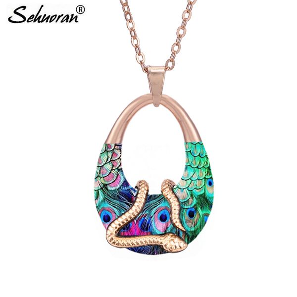 

sehuoran women necklaces & pendants ketting choker necklace for women snake pendients brincos choker water drip, Golden;silver