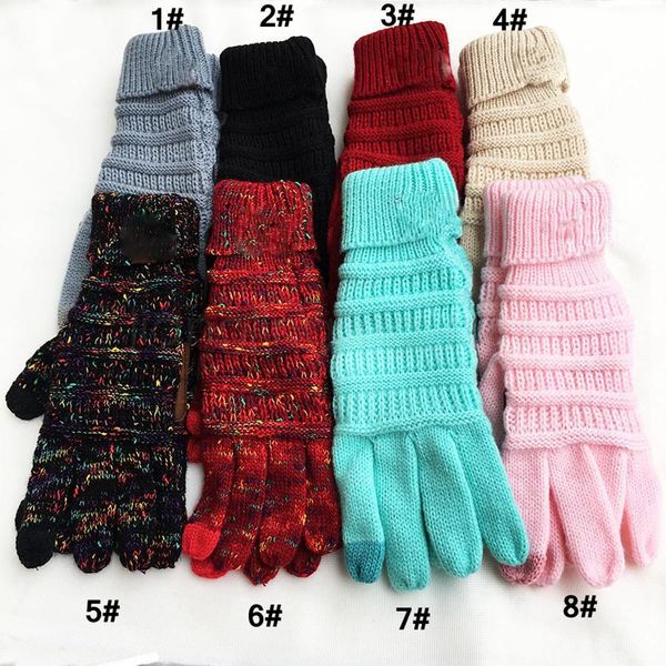 8 colori invernali caldi nuovi caldi Europa e Stati Uniti guanti touch screen in lana per adulti lavorati a maglia con dita intere