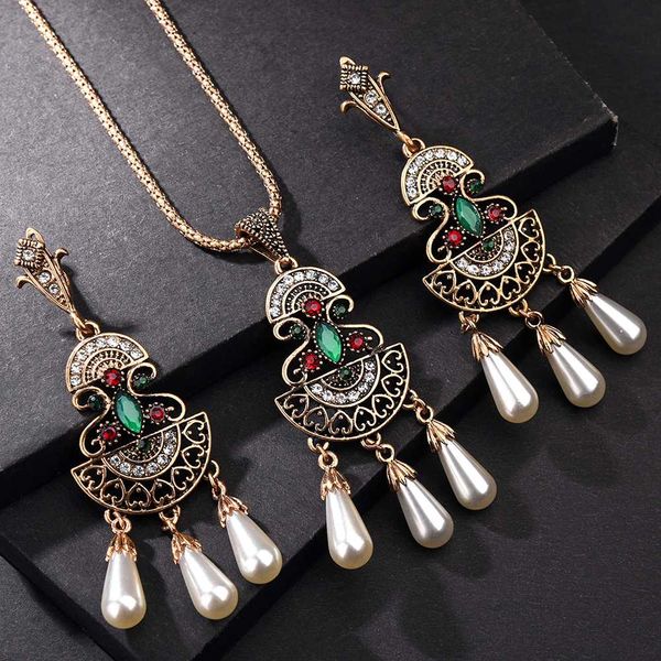 

vintage women necklace and earring set tassel semicircle retro gold rhinestone 585 wedding engagement jewelry gifts mothers day, Silver