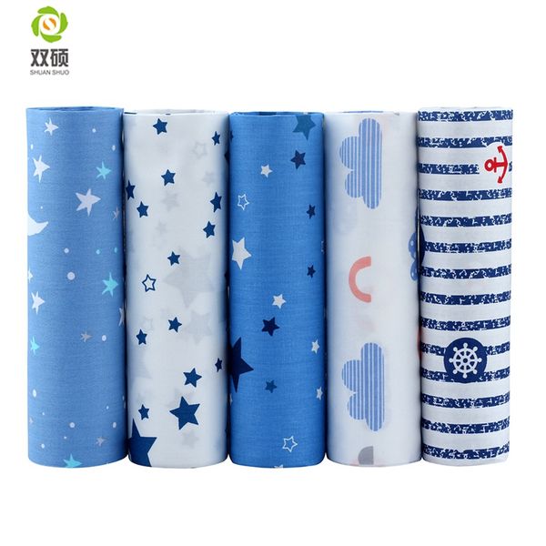 

shuanshu twill cotton fabric,patchwork cartoon bule tissue cloth,diy sewing quilting fat quarters material for children,5pcs/lot, Black;white