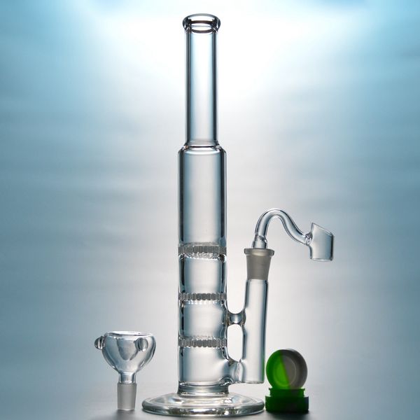 Tubo dritto classico Bong in vetro Triplo percolatore Tubi d'acqua Due funzioni Dab Oil Rigs Bong d'acqua DHL Free 10XX