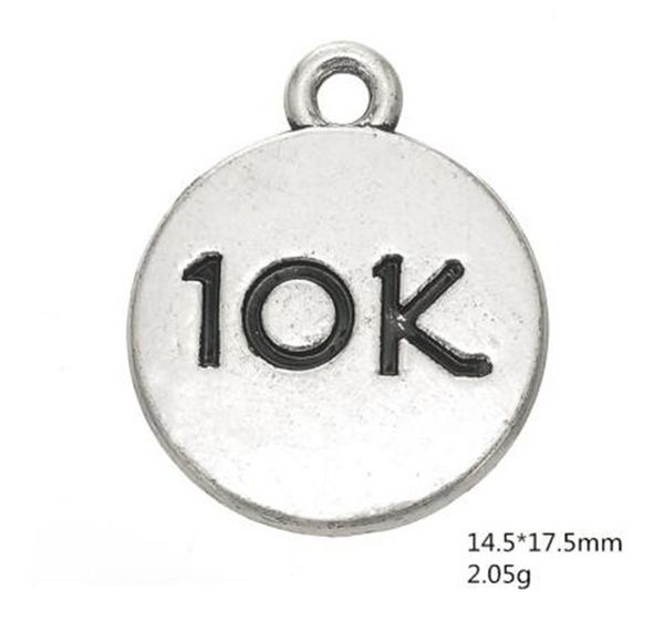 

2021 engraved 10 kilometer charms available only at the run home 10000 meters double sided sports jewelry, Bronze;silver