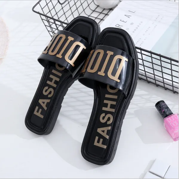 

Wholesale Women's Luxury Brand Designer Slippers C D Brand Logo Letter Women's Slides Summer Beach Sandals Flat Slipper
