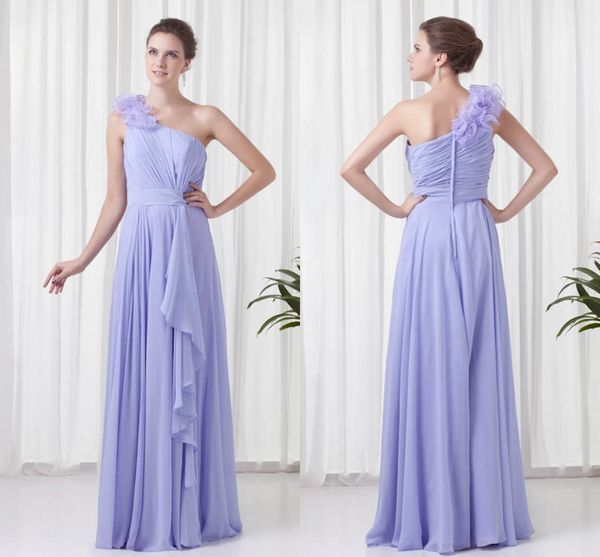 

простой дешевый шифон платье невесты лаванды одно плечо длина линии пола горничной невесты свадебные платья дешевые длинные zpt288, White;pink