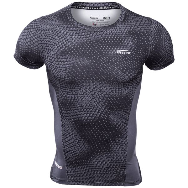 

2018 quick dry slim fit tight tees men 3d printed t-shirts compression shirt fitness bodybuilding male gyms t shirt, White;black