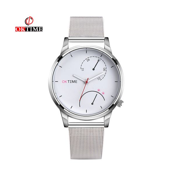 

oktime simple alloy watches 2018 women fashion analog quartz round wrist watch watches as a gift montre femme a80, Slivery;brown