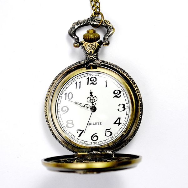 

moment # l02 2018 fashion vintage bronze magic wand pendant pocket quartz pocket watch necklace, Slivery;golden
