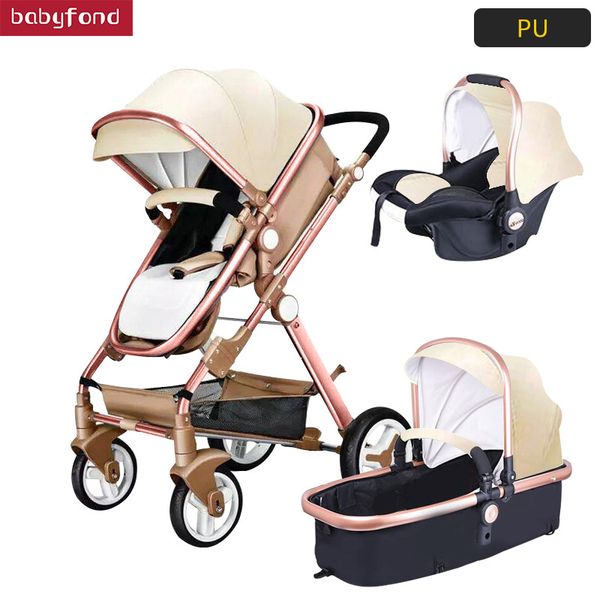 

2018 brazil high landscape baby stroller baby can sit and lie 3 in 1 stroller two-way folding trolley a parcel with car seat