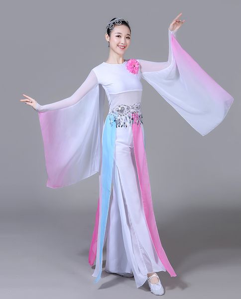 

classical dance costumes female elegant fresh and elegant chiffon white modern fairy cool dance clothing, Black;red