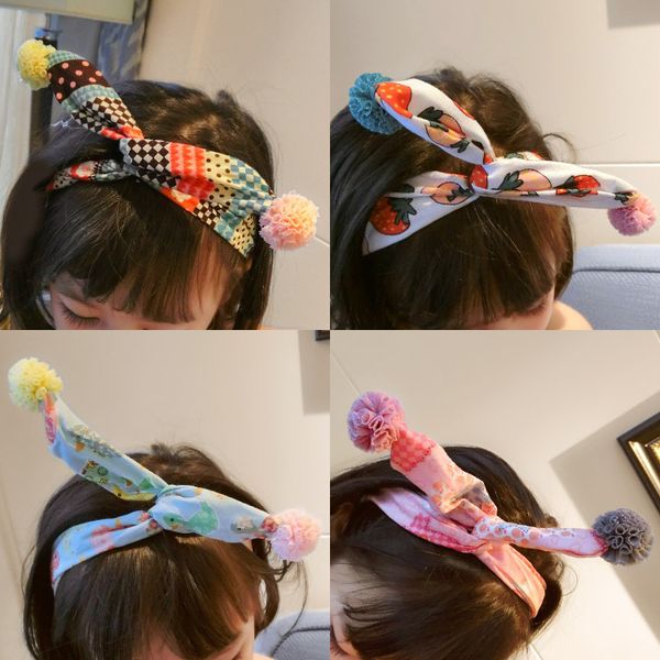 

2019 south korea's version of the children's hair ornaments lovely fruit small animal fur with fresh hair hoop jewelry cloth art r, Black;brown