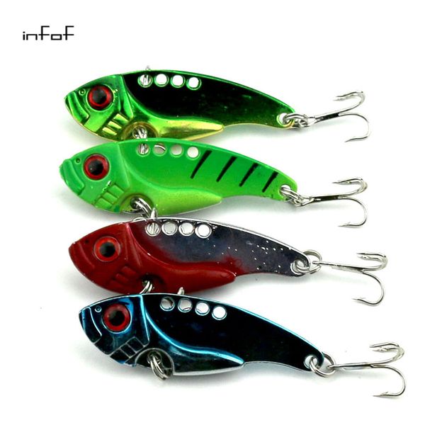

infof 100pcs 11g/0.388oz 5.5cm/2.16 fishing lures set spoon china metal vib sequins fish hard bait bass vibration lure crankbait