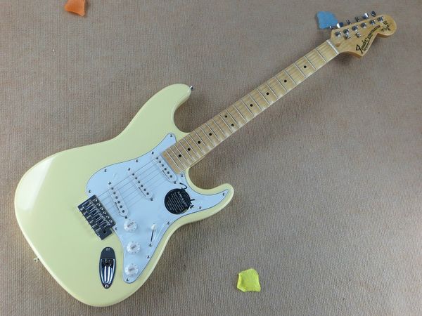 

electric guitar malmsteen signature head notch cream yellow