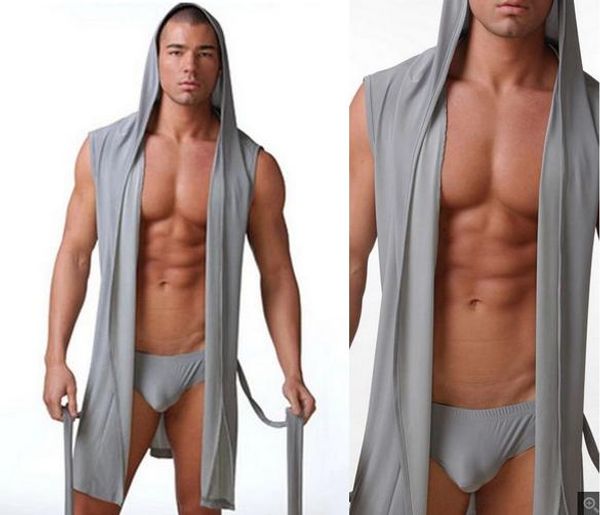 

Summer men hooded robe leevele ice ilk pajama plu ize 4xl men lounge kimono leepwear mooth bathrobe black
