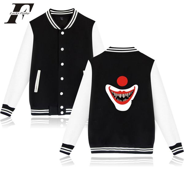 

2018 pennywise baseball jacket bomber jacket men women stephen king's it long sleeve winter jacket coat streetwear, Black;brown