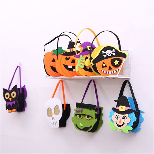 

halloween props tote candy bag pumpkin witch skull decorative kids non-woven felt fabric bag for kids festival celebration