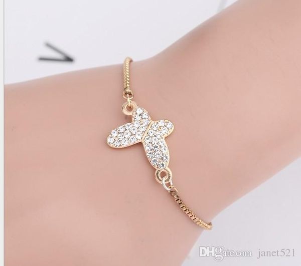 

butterfly expandable bracelets full rhinestoned personality gold/silver plated chain bracelets, Black