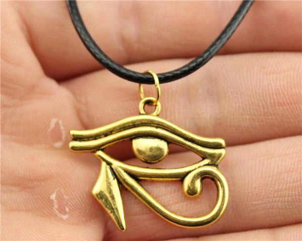 

wysiwyg 5 pieces leather chain necklaces pendants choker collar women necklace jewelry eye of horus 33x27mm n6-d10057, Golden;silver
