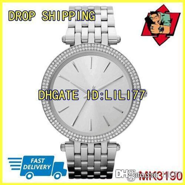 

100% original japan movement mk3190 mk3191 mk3192 mk3203 mk3215 mk3322 mk3352 women's darci silver stainless steel bracelet watch, Slivery;brown
