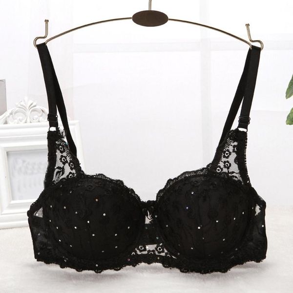

bras for women 2017 push up deep v ultrathin underwire padded lace sequins brassiere comfort bra soutien gorge y#1, Red;black
