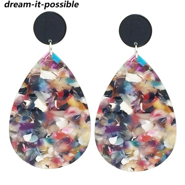 

dream-it-possible luxury handmade acetic acid earring acrylic statement big oval charm earrings 2018 fashion jewelry for woman, Silver