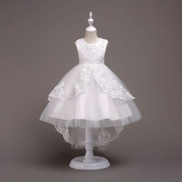 Girls White Lace Flower Wedding Dresses Princess Snow White A Line
