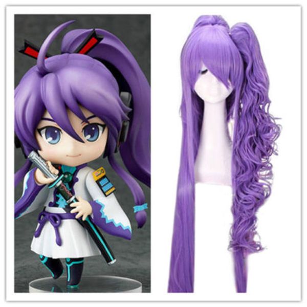 

anime vocaloid gakupo 120cm long purple cosplay ponytail full hair wig, Black;brown