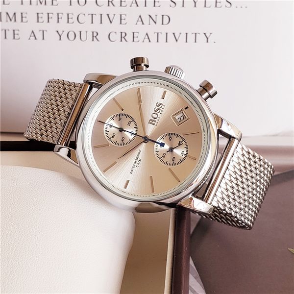 

all pointers work AAA quality 40mm Steel mesh strip watch men luxury watches classic clock men's watches Relogio brand watch