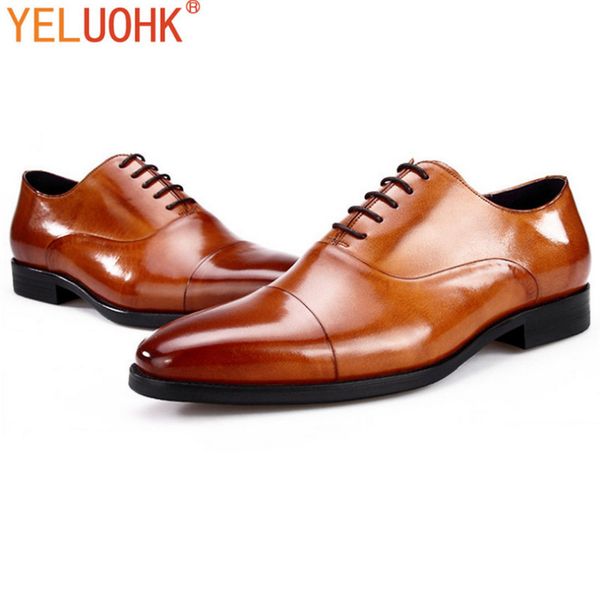 

genuine leather men dress shoes men oxfords shoes for formal quality, Black