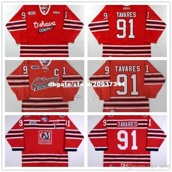 

custom 2016 new customize ohl oshawa generals jersey 91 john tavares mens womens kids red personalized 100% stitched ice hockey jerseys goal, Black;red