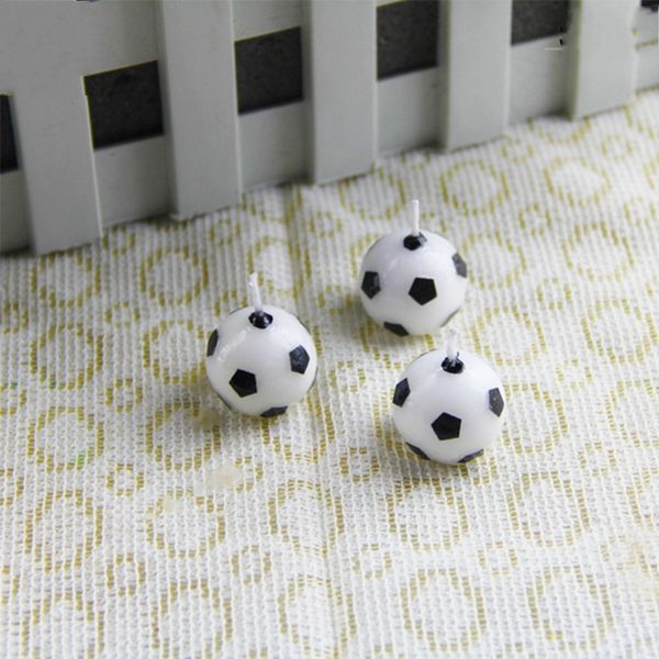 Ball Football Shape Candles Happy Birthday Cake Decorating