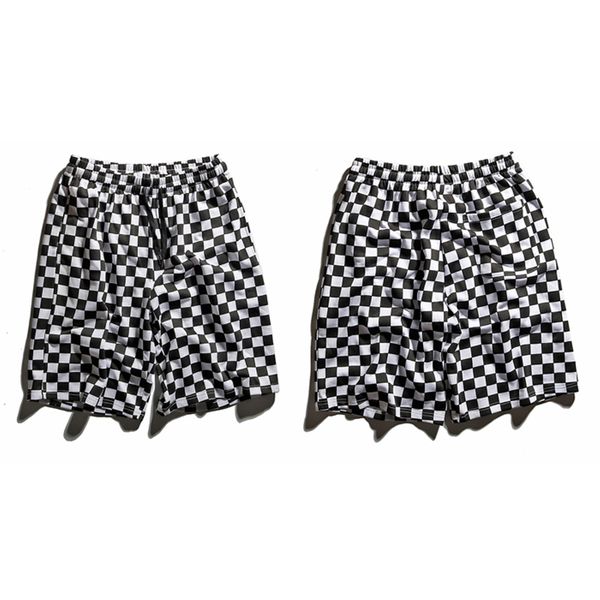 

fog plaid shorts 18ss new fashion hip hop men women black white checked shorts drawstring waist boy girl couple plaid, White;black