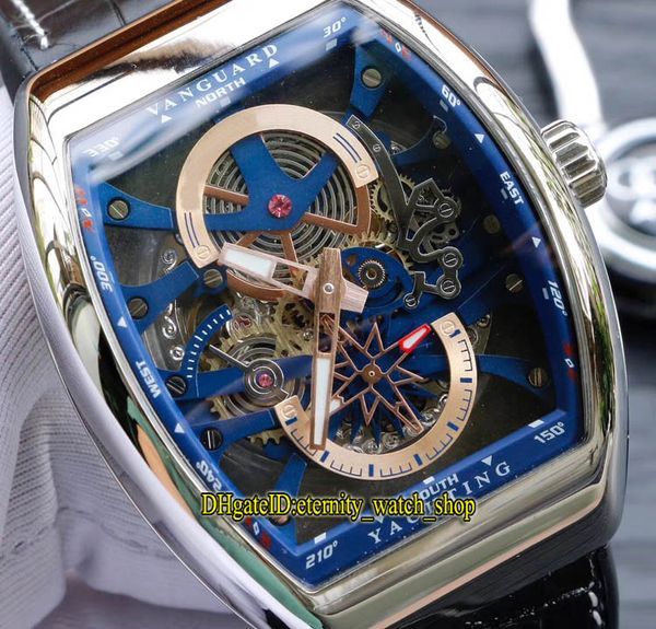 

luxry new vanguard v 45 t gr cs yachting silver case two-needle rome dial automatic mechanical mens watch leather strap sport watches 02, Slivery;brown