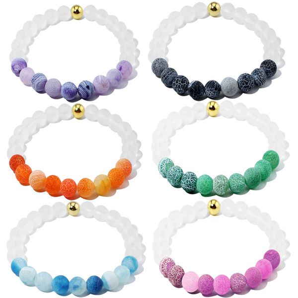 

gold bead fashion design different colors weathering white frosted glass beads bracelet 6 colors christmas gift dhl g231s, Black