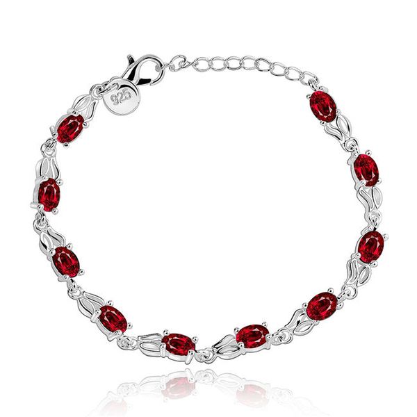 

round red zircon ornament bracelet sterling silver plated bracelet ; brand new fashion men and women 925 silver bracelet spb350, Golden;silver