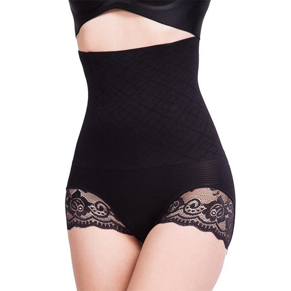 

new women shaper lace control panties firm high waist body trainer bulifter panties lady tummy control girdle shaperwear, Black;white