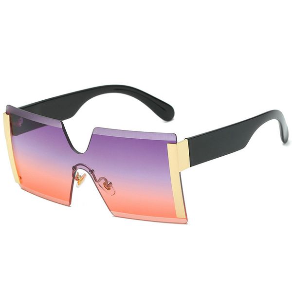 

oversized frameless sunglasses women metal frame 2019 brown gold black punk sun glasses for men retro uv400 clear lens fml, White;black